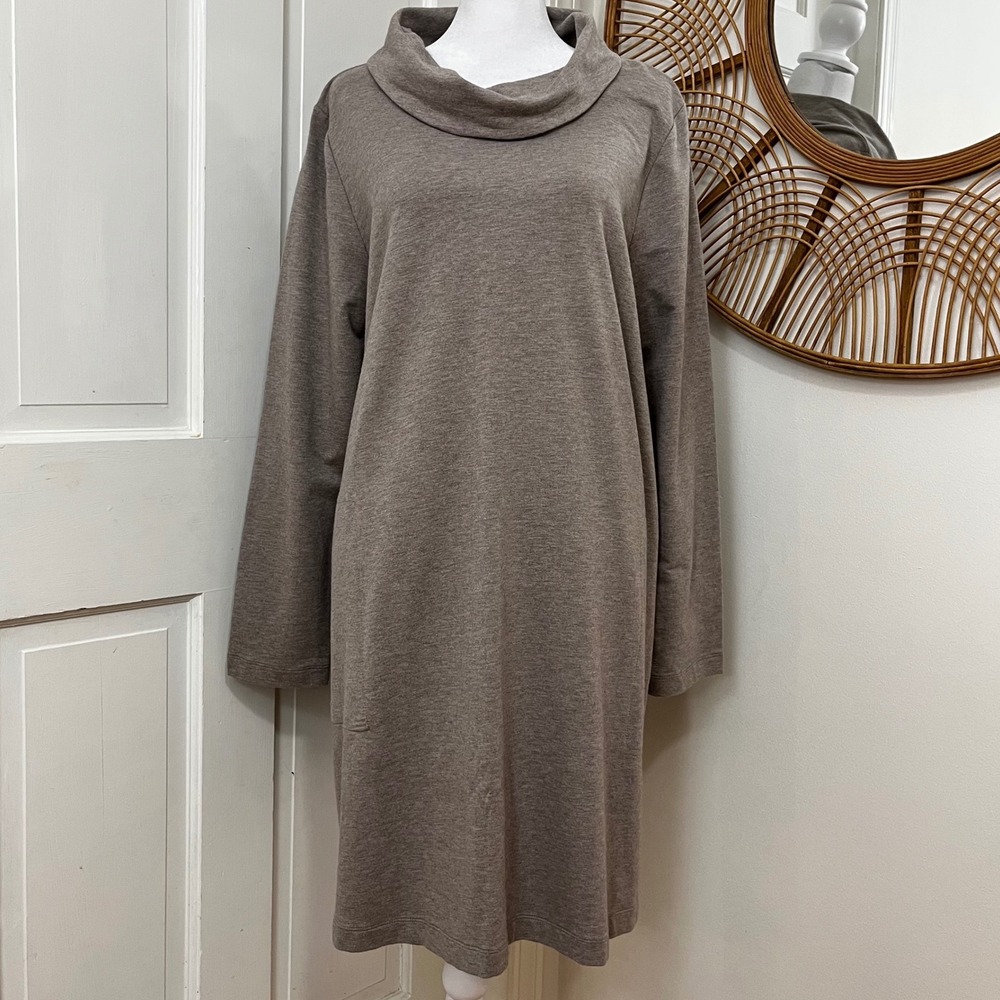 Pure Jill Lg Cowl Neck Lagenlook Knit Dress Comfy Normcore Career Office Relaxed